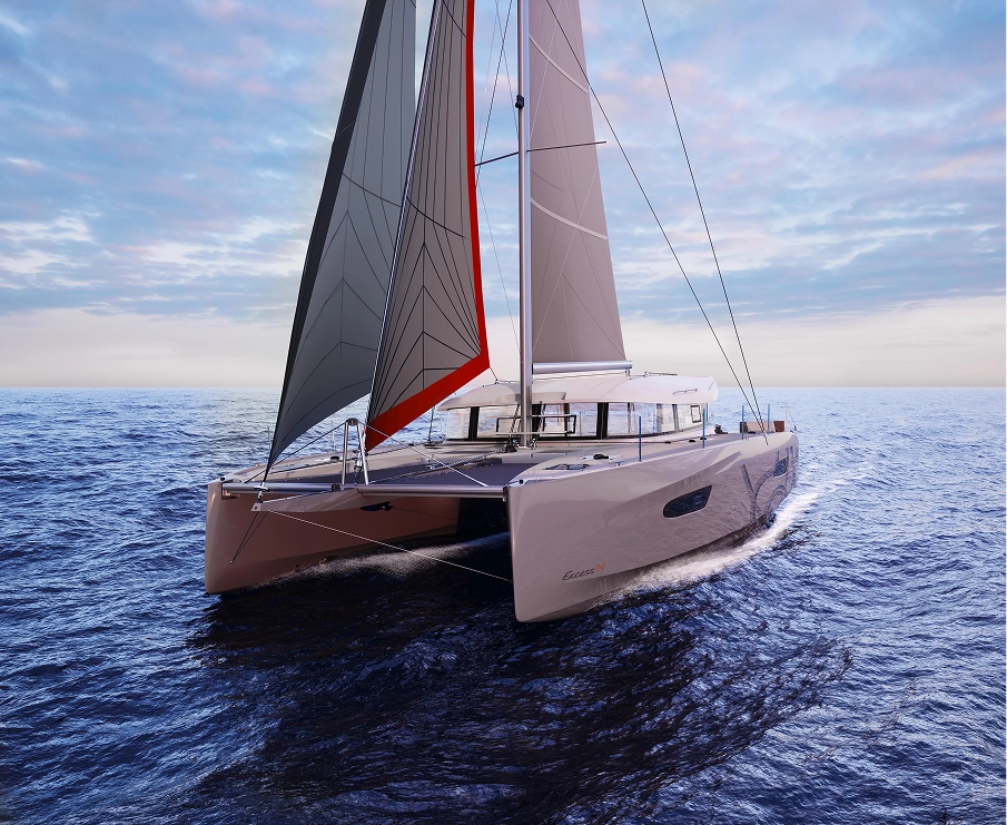 A Catamaran Gliding Across The Ocean